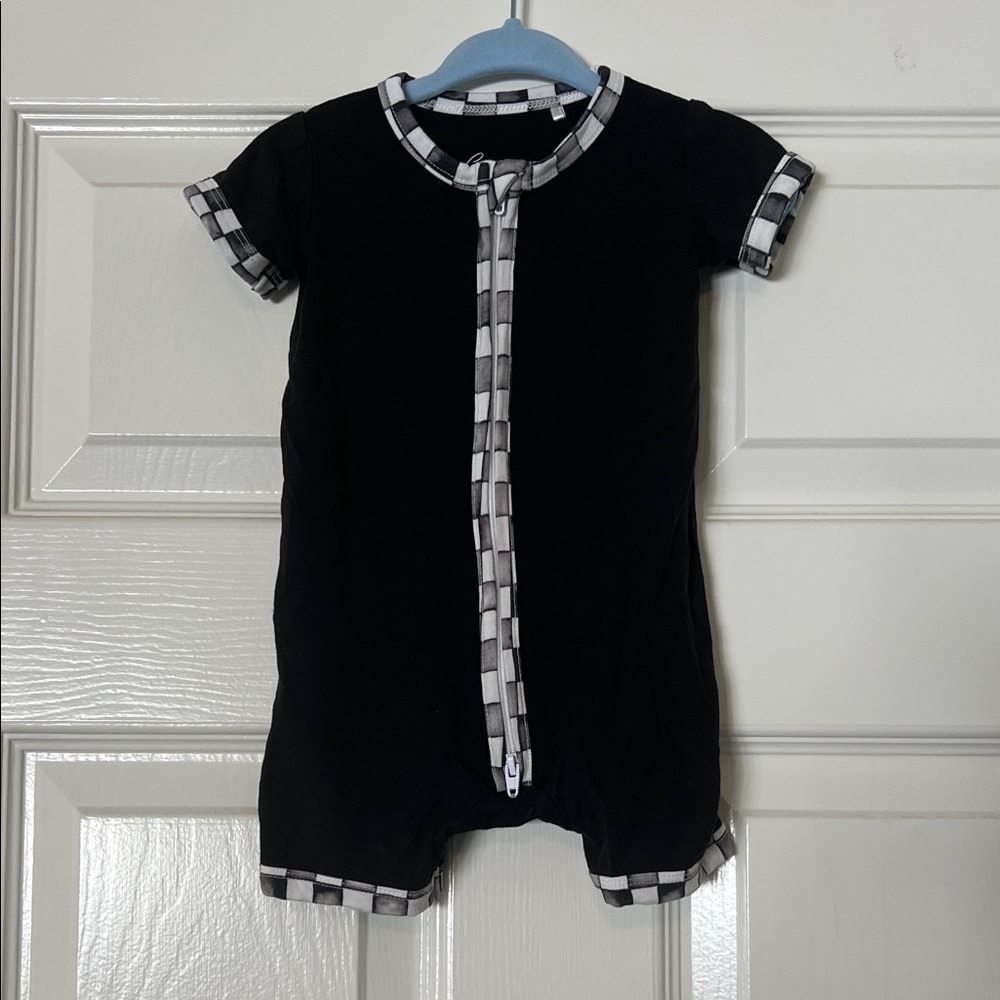 Crew + Company Onyx Checks Bamboo Shortie 3-6 Months